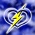 A yellow lightning bolt with a white outline is centered over a swirling blue and white circular background with a blue gradient backdrop.