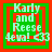 Green square with red border containing text 'Karly and Reese 4eva! <33' in light green, displayed across four showing animation changes