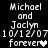 Pixelated text displays 'Michael and Jaclyn 10/12/07 forever' with a heart symbol, showing animation changes in the heart's fill state.