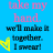 Pixelated static image with blue background featuring pink and dark text phrases, a yellow triangular shape on the left, and visible dithering artifacts.