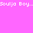 Pixelated text "Soulja Boy..." repeated across four colored quadrants in a