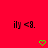 Red background with repeated 'ily <8.' text and green heart/arrow symbols in a pattern