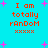 Cyan background with orange text reading "I am totally random xxxxx" and pink star shapes, showing two distinct animation states with varying star positions and text alignment.
