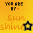 Yellow pixelated background with text 'YOU ARE MY' above 'Sunshine', a black star icon, and an orange heart symbol.