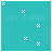 A teal square with white text "LET IT SNOW" and scattered white snowflake symbols in various positions