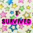 Pixelated image with star-patterned background and colored text reading "I SURVIVED 30 HOUR FAMINE CAN YOU?" in pink, yellow, green, and cyan.