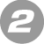 Gray circular icon with white number two centered on a solid gray background, rendered in low-resolution pixel art style.