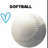 A pixelated softball image with text overlays, featuring a blue heart symbol and orange text reading "You may have skill but you'll never make it if you don't have Heart".