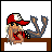 Pixel art contact sheet showing a punk-themed character with blonde hair and red cap, plus text reading 'punk !rock! princess' on a red background.