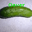 Green pickle-shaped object with pixelated text above or below it on a white background, showing text variations across frames.