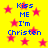 Yellow background with red stars and blue text reading 'Kiss ME I'm Christen' repeated in a pattern