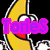 six pixel-art icons with text overlays: a yellow crescent moon, a pink mouse, a cartoon face, a purple character, a pink text box, and a hand holding a flower