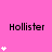 Pink background with repeated black 'Hollister' text and white star icons in varying quantities per section.