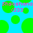 Pixelated green circles float on a bright blue background with pink text reading "Shsoshana Shsoshana (333)" repeated twice.