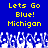 Blue background with yellow pixelated text reading "Lets Go Blue! Michigan" repeated twice, white and blue pixelated crowd below.