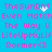 Pixelated blue background with pink text repeating phrases and a white heart animation.