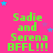 A bright pink background displays repeated green text 'Sadie and Serena BFFL!!!' with scattered blue and purple stars, some of which change position across frames.