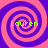 Four identical spiral patterns arranged in a , each containing the name 'Lauren' in green text over pink and purple swirls