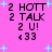 Pixelated text and symbols on a pink background with cyan stars, showing two identical static frames of the same design.