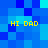 Blue pixelated background with four identical yellow text phrases 'HI DAD' arranged in a pattern