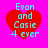 Red heart-shaped icon with cyan text "Evon and Casie 4 ever" on bright pink background, two variations of pixelation visible.