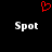 Red pixelated heart symbol above two white 'Spot' text instances on black background.