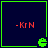 KrN text in red pixel font on dark blue background with green border; four identical each contain a small green Pac-Man-like character at bottom-right corner