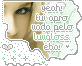 Pixelated image of a person's face with green text overlay and small heart symbols on a light background.