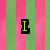 A split-screen icon with pink and green vertical stripes on the left, a bright green heart shape on the right top, and gray background below.