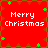 Red square icon with four identical quadrants displaying 'Merry Christmas' text, green star decorations, and brown border accents.
