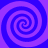 Four blue and purple spiral patterns arranged in a on a solid background