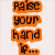 Pixelated anime-style character with orange hair and glasses raises right hand, surrounded by text elements on a background