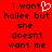 Red background with black pixelated text reading 'i want hailee but she doesnt want me' and a white heart symbol replacing the 'o' in 'want' on the left side.