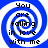 Blue and white spiral background with black text reading "You are falling in love with me" arranged in a circular pattern.