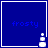 Blue square icon with 'frosty' text and a white snowman figure in the bottom-right corner, showing animation frames where the snowman's body segments shift position.
