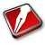 Red and white diamond-shaped icon with a black outline, featuring two diagonal red sections separated by a white central stripe containing three smaller vertical lines.