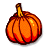 Animated pumpkin icon with orange and red gradient, yellow stem, on white background; text "HAPPY HALLOWEEN" appears in black serif font over orange backdrop.