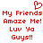 Red pixelated text and heart symbol on white background, repeated twice in a