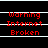 Red pixelated text reading "Warning Internet Broken" on black background with white horizontal lines, displayed in a of six identical