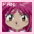 Four pixelated anime-style character portraits with pink hair and brown eyes, each labeled 'FAN' in white text at the top left corner.