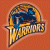 Pixelated icon with orange background, blue and yellow curved shape resembling a helmet or crown above stylized text reading 'TITANS' in blocky letters.
