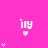 A bright pink background features multiple instances of the text 'i1y' with a small heart symbol beneath each, accompanied by scattered heart symbols in varying quantities.