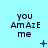 Light blue background with repeated text 'you AmAzE me' in dark gray, each instance accompanied by a small animated symbol.