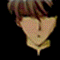 Animated sequence of a character's face with changing hair and clothing details against black background.