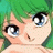 Pixelated anime-style character with green hair and blue eyes, next to black background with white text reading 'Anime IM' and 'COM' in stylized fonts.