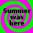 Four identical display 'Summer was here' text over green and pink spiral backgrounds with no visible animation changes