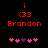 Red pixelated text and symbols on black background with two animated heart sequences.
