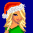 Pixel art contact sheet showing three distinct character frames with Christmas-themed text below each frame on a blue background.