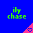 Green text 'ily chase' on blue background with pink triangles containing hearts, repeated in a pattern