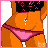 Pixel art contact sheet showing three frames of an animated icon featuring a cartoon woman in bikini, with text overlay reading "Icy Cool Blazin Hott this Hunniz every thing ure NOT" on pink background.